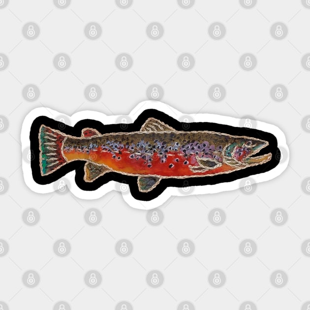 Fishes in Stitches 015 Trout Sticker by Therese Kerbey